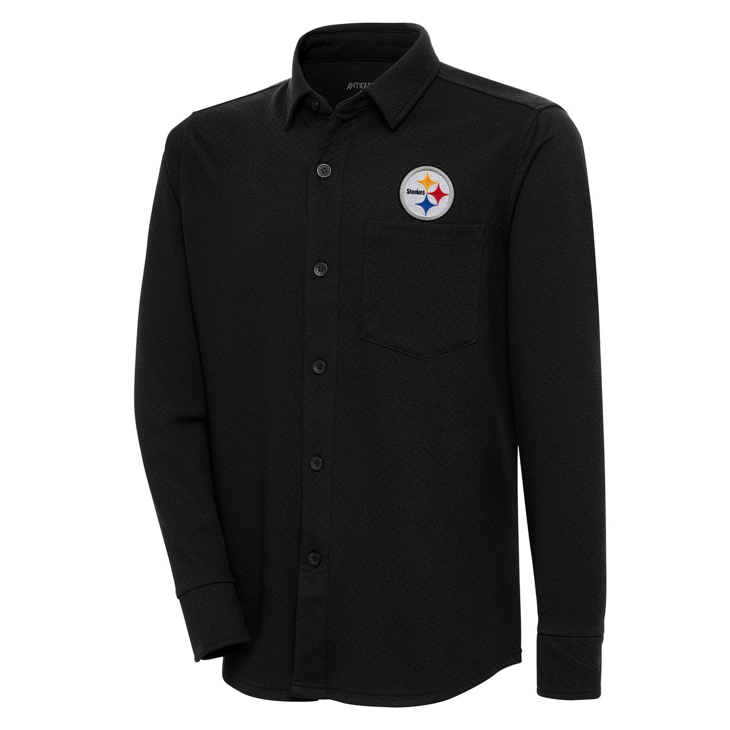 Men's Antigua  Black Pittsburgh Steelers Streamer Button-Up Shacket