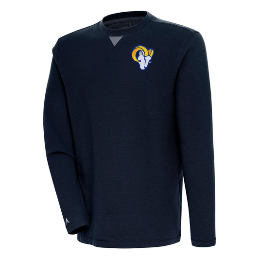 Men's Antigua  Navy Los Angeles Rams Flier Bunker Pullover Sweatshirt