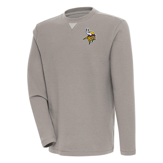 Men's Antigua  Oatmeal Minnesota Vikings Flier Bunker Pullover Sweatshirt