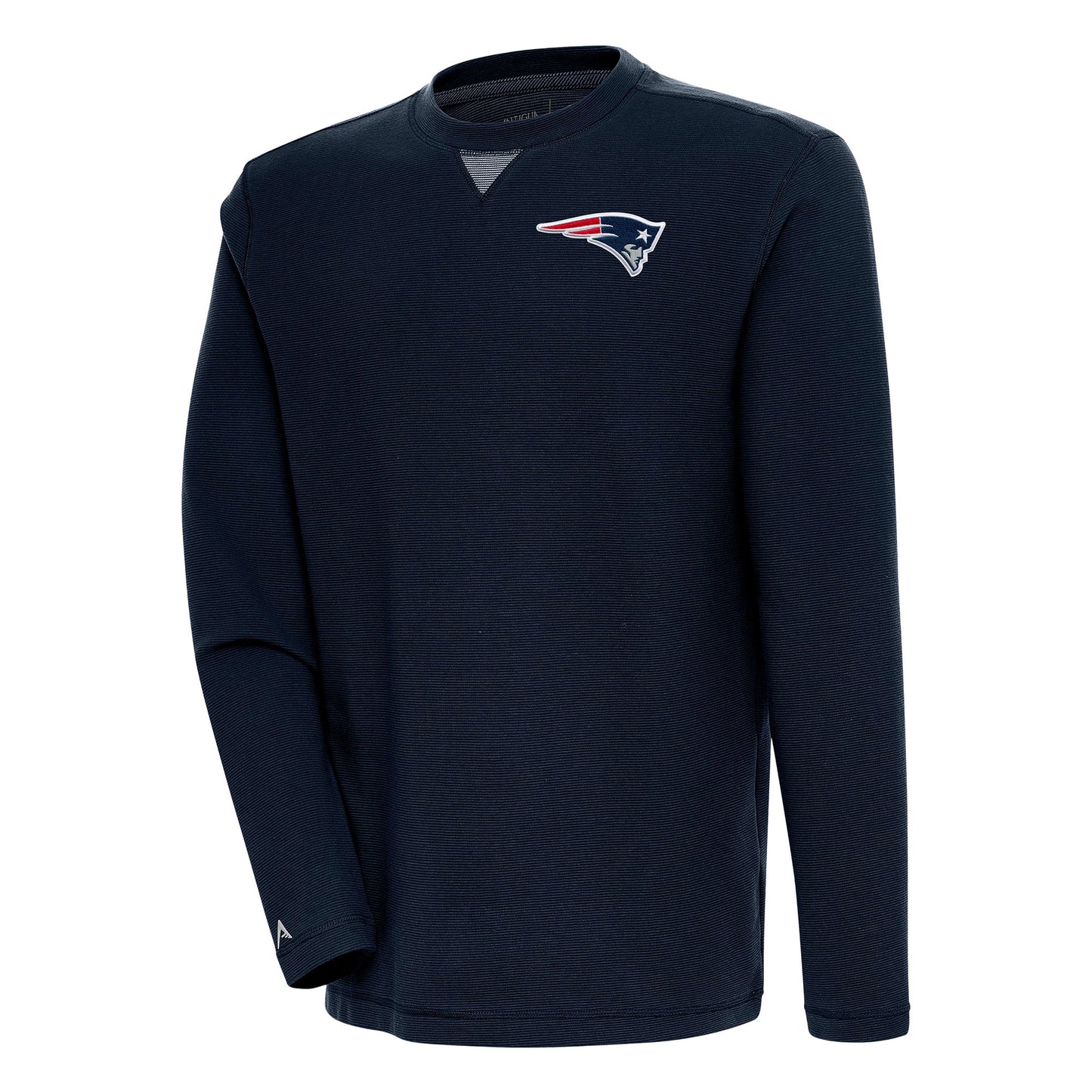 Men's Antigua  Navy New England Patriots Flier Bunker Pullover Sweatshirt