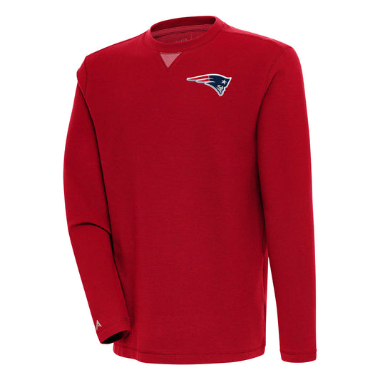 Men's Antigua  Red New England Patriots Flier Bunker Pullover Sweatshirt