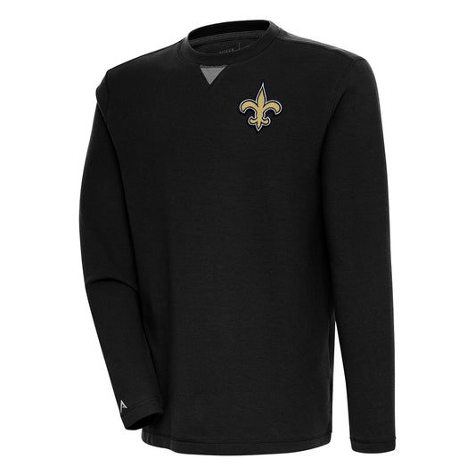 Men's Antigua  Black New Orleans Saints Flier Bunker Pullover Sweatshirt