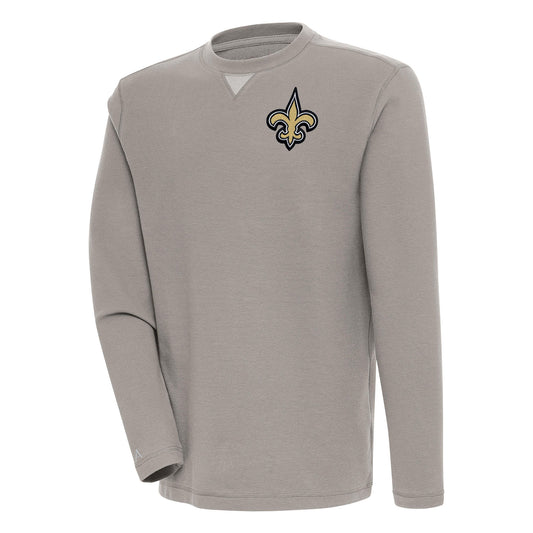 Men's Antigua  Oatmeal New Orleans Saints Flier Bunker Pullover Sweatshirt