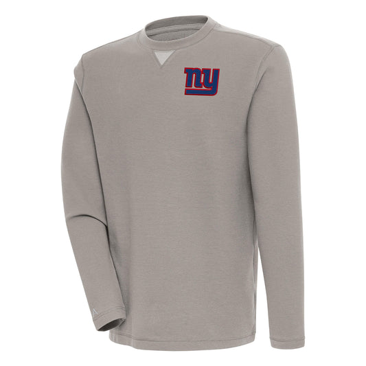 Men's Antigua  Oatmeal New York Giants Flier Bunker Pullover Sweatshirt