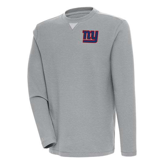 Men's Antigua  Gray New York Giants Flier Bunker Pullover Sweatshirt