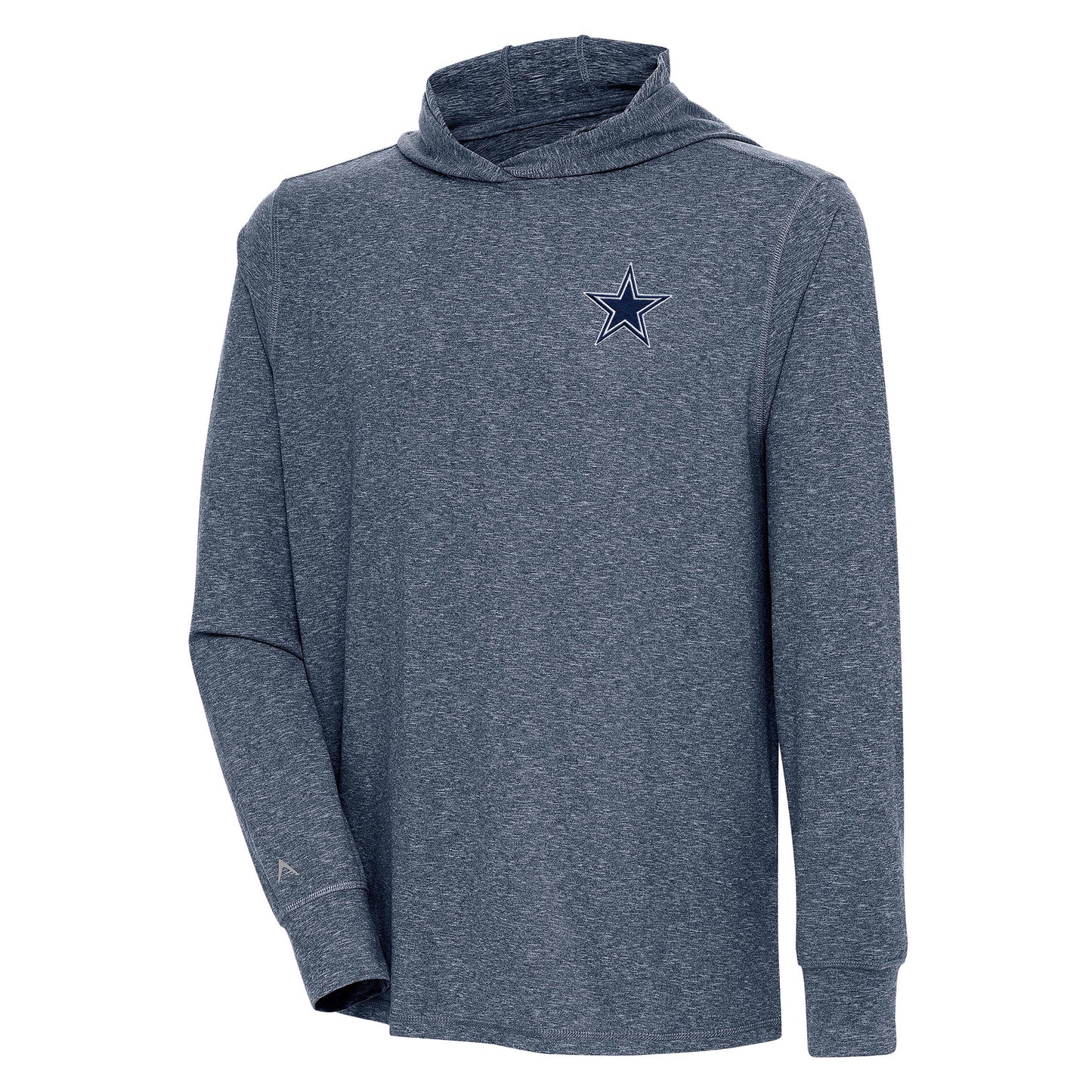Men's Antigua  Heather Navy Dallas Cowboys Saga Long Sleeve Hoodie T-Shirt