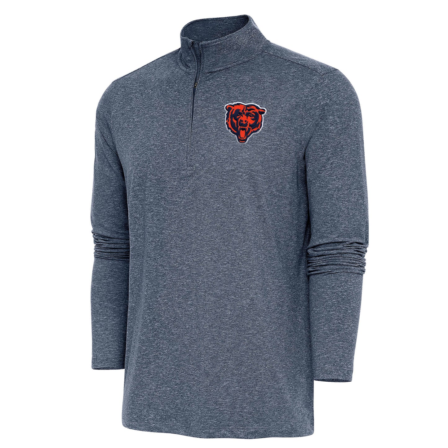 Men's Antigua  Heather Navy Chicago Bears Hunk Quarter-Zip Pullover Top