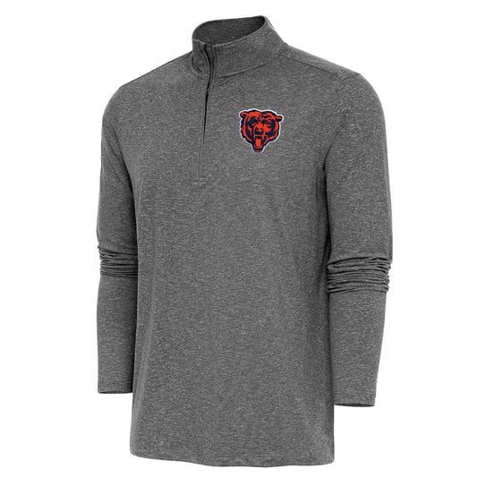 Men's Antigua  Heather Black Chicago Bears Hunk Quarter-Zip Pullover Top