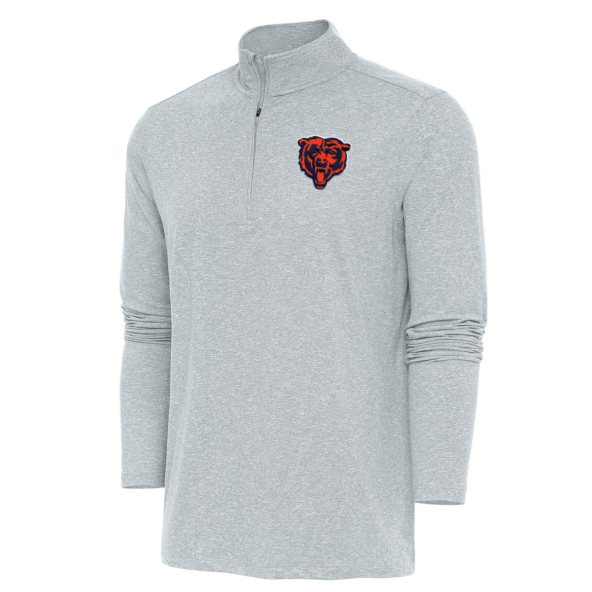 Men's Antigua  Heather Gray Chicago Bears Hunk Quarter-Zip Pullover Top