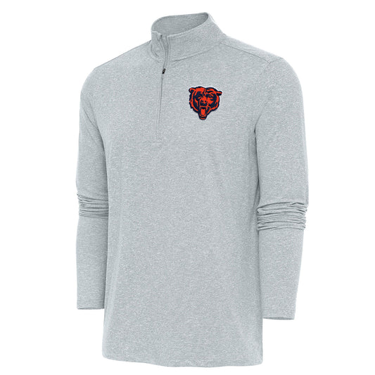 Men's Antigua  Heather Gray Chicago Bears Hunk Quarter-Zip Pullover Top