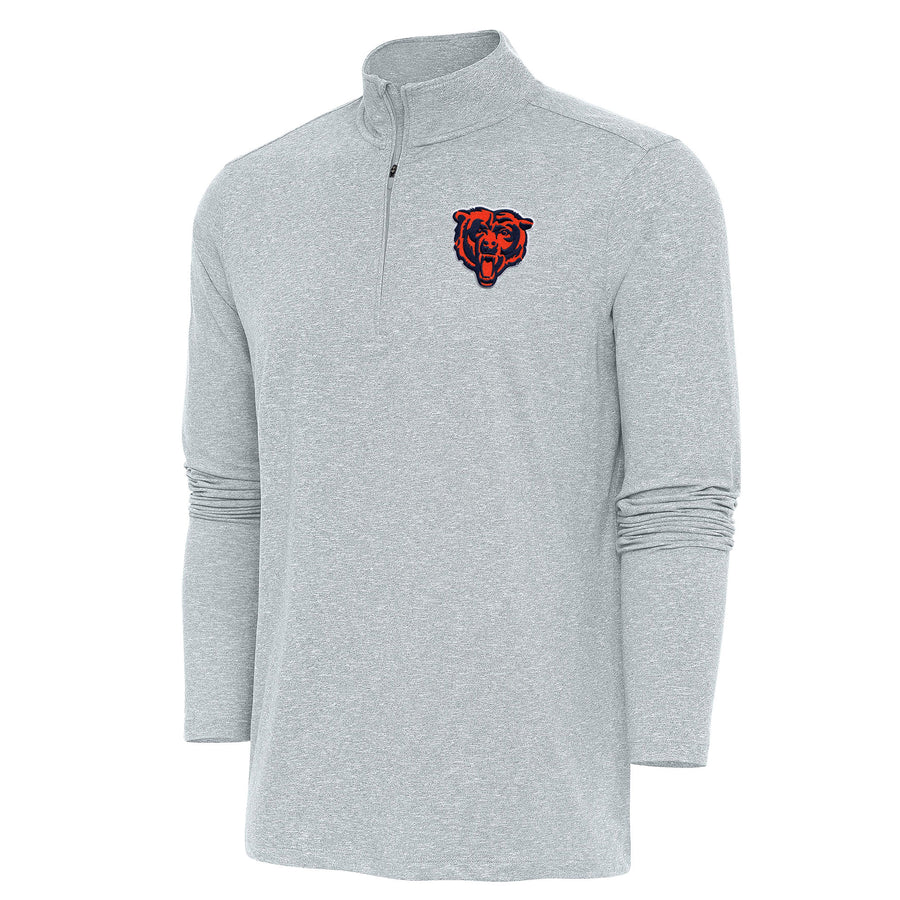 Men's Antigua  Heather Gray Chicago Bears Hunk Quarter-Zip Pullover Top
