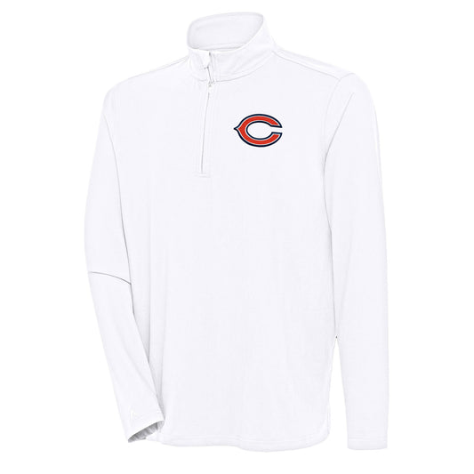 Men's Antigua  White Chicago Bears Hunk Quarter-Zip Pullover Top