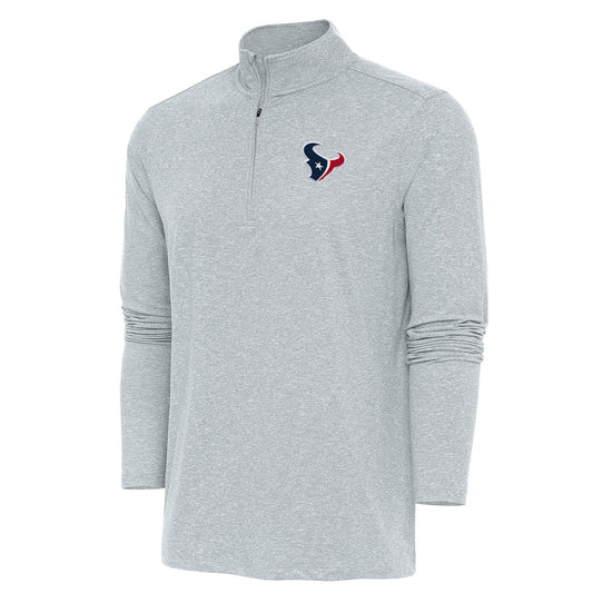 Men's Antigua  Heather Gray Houston Texans Hunk Quarter-Zip Pullover Top