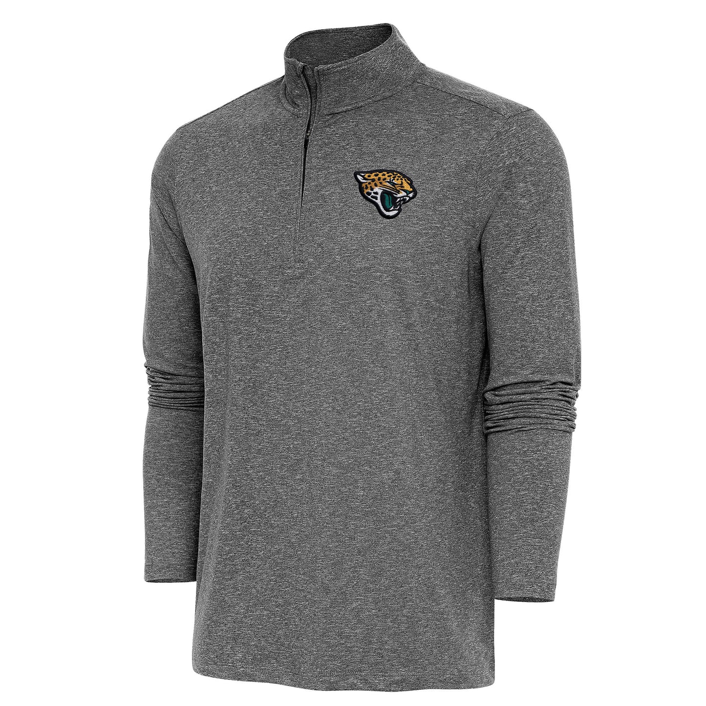 Men's Antigua  Heather Black Jacksonville Jaguars Hunk Quarter-Zip Pullover Top