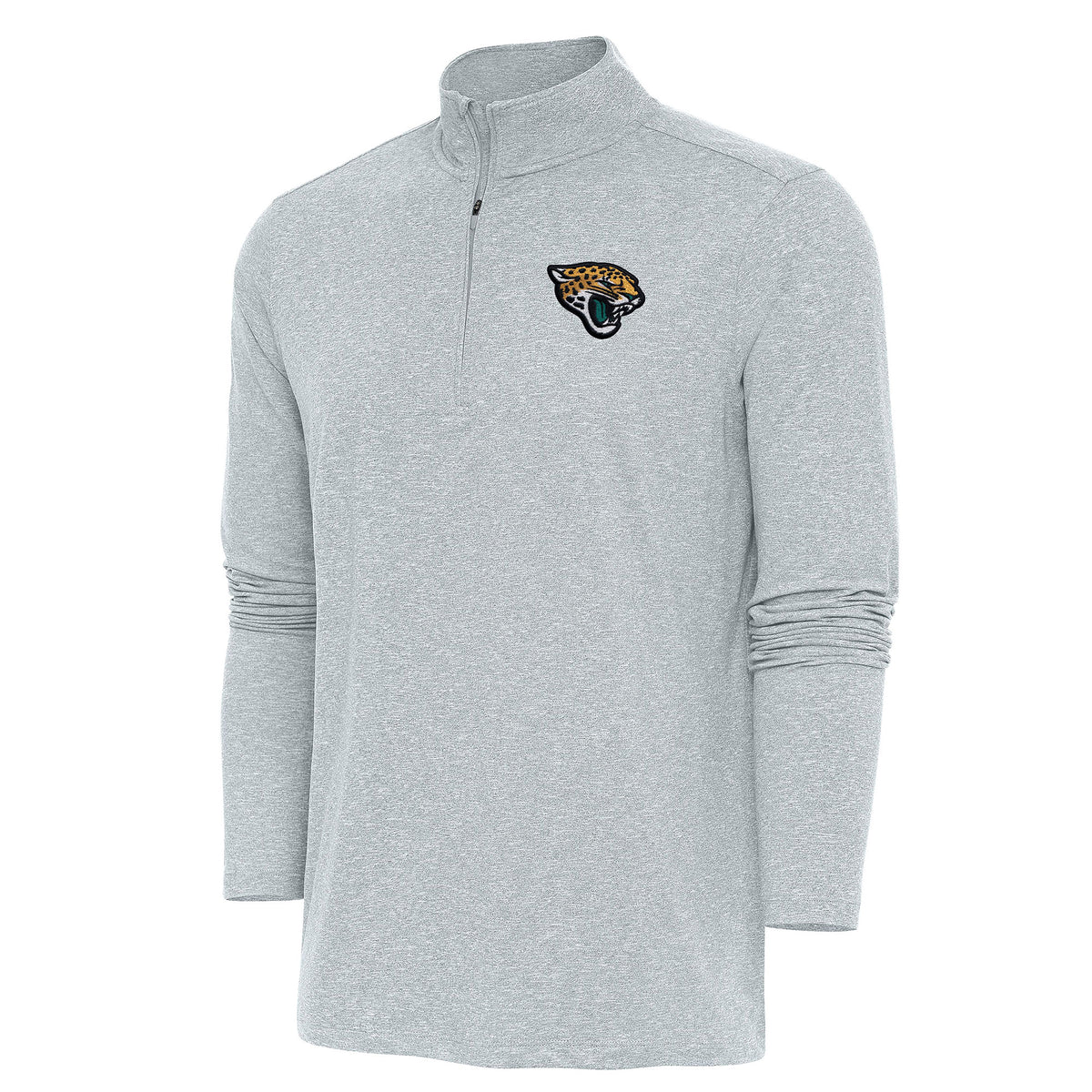 Men's Antigua  Heather Gray Jacksonville Jaguars Hunk Quarter-Zip Pullover Top