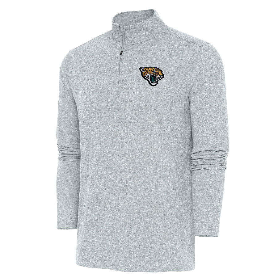 Men's Antigua  Heather Gray Jacksonville Jaguars Hunk Quarter-Zip Pullover Top