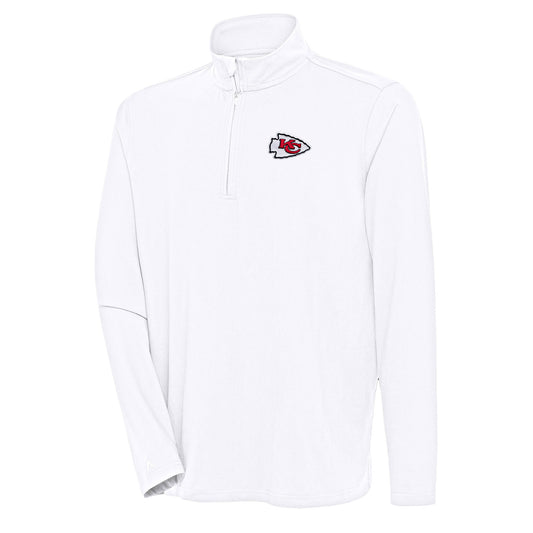 Men's Antigua  White Kansas City Chiefs Hunk Quarter-Zip Pullover Top