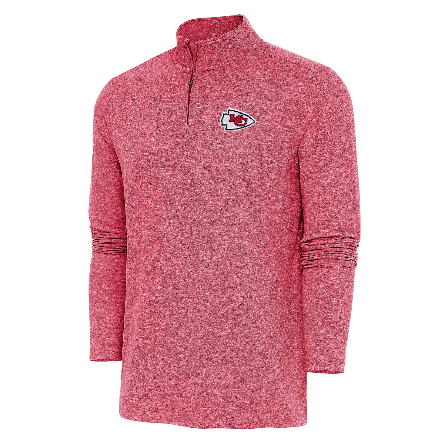 Men's Antigua  Heather Red Kansas City Chiefs Hunk Quarter-Zip Pullover Top