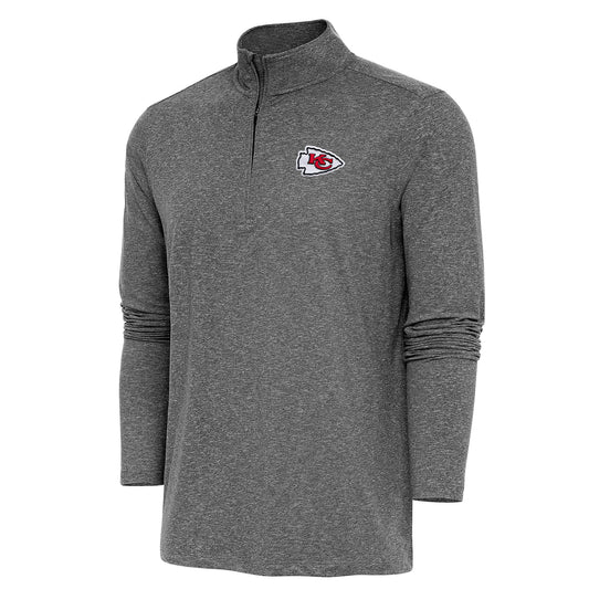 Men's Antigua  Heather Black Kansas City Chiefs Hunk Quarter-Zip Pullover Top