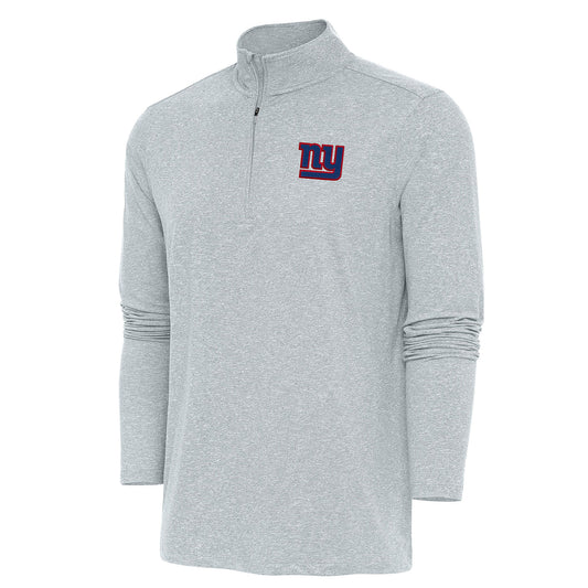 Men's Antigua  Heather Gray New York Giants Hunk Quarter-Zip Pullover Top