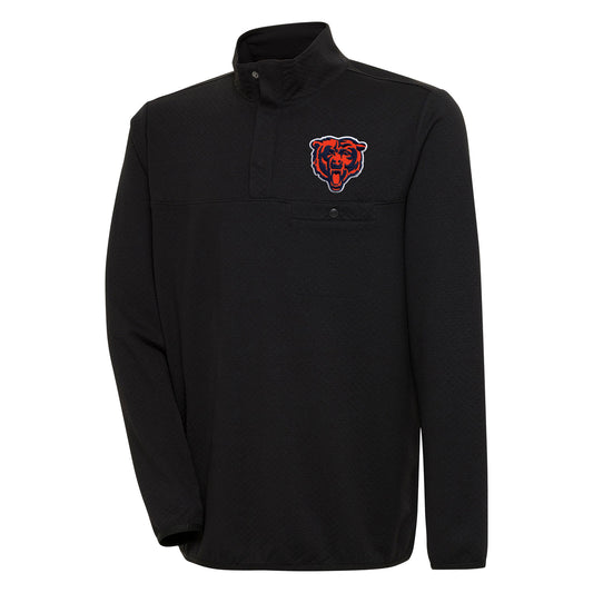 Men's Antigua  Black Chicago Bears Streamer Quarter-Snap Pullover Jacket