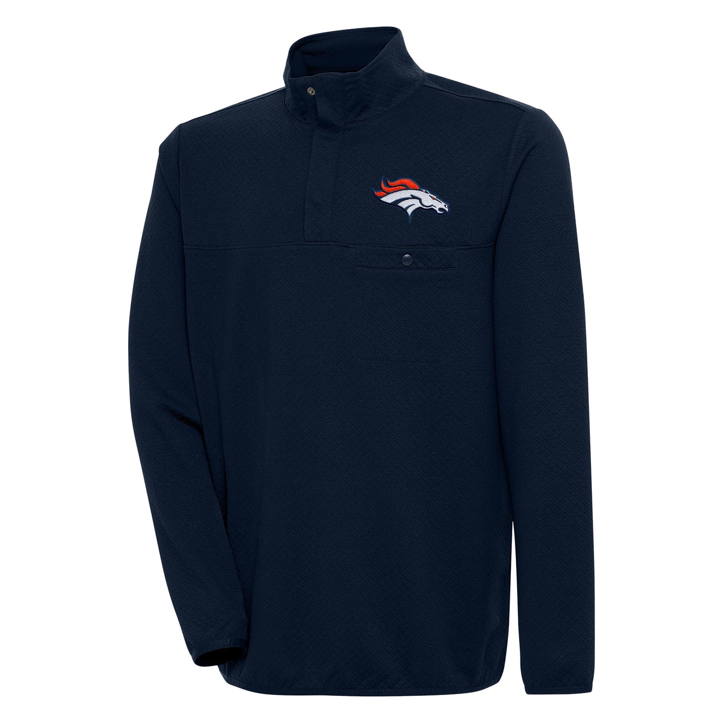 Men's Antigua  Navy Denver Broncos Streamer Quarter-Snap Pullover Jacket