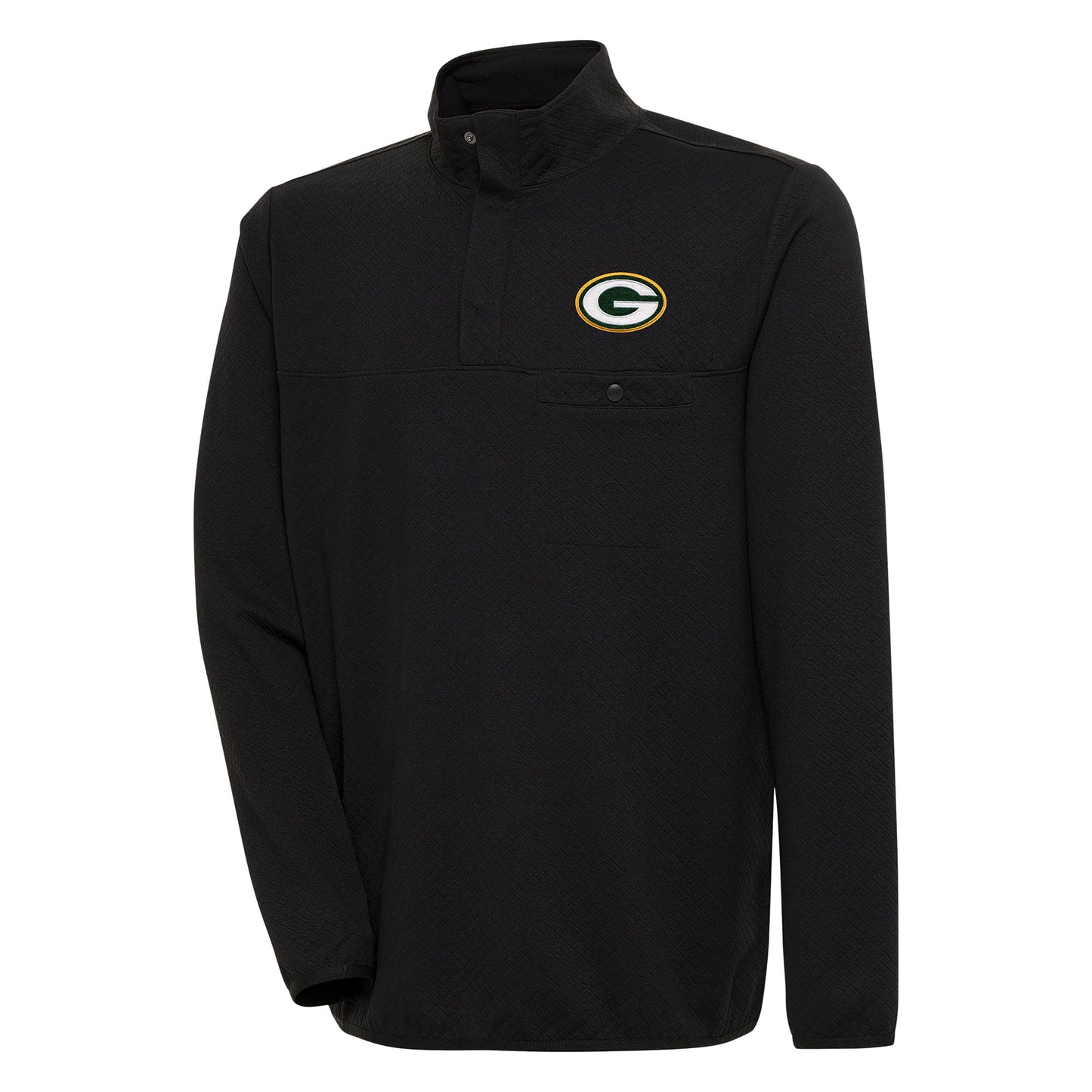 Men's Antigua  Black Green Bay Packers Streamer Quarter-Snap Pullover Jacket