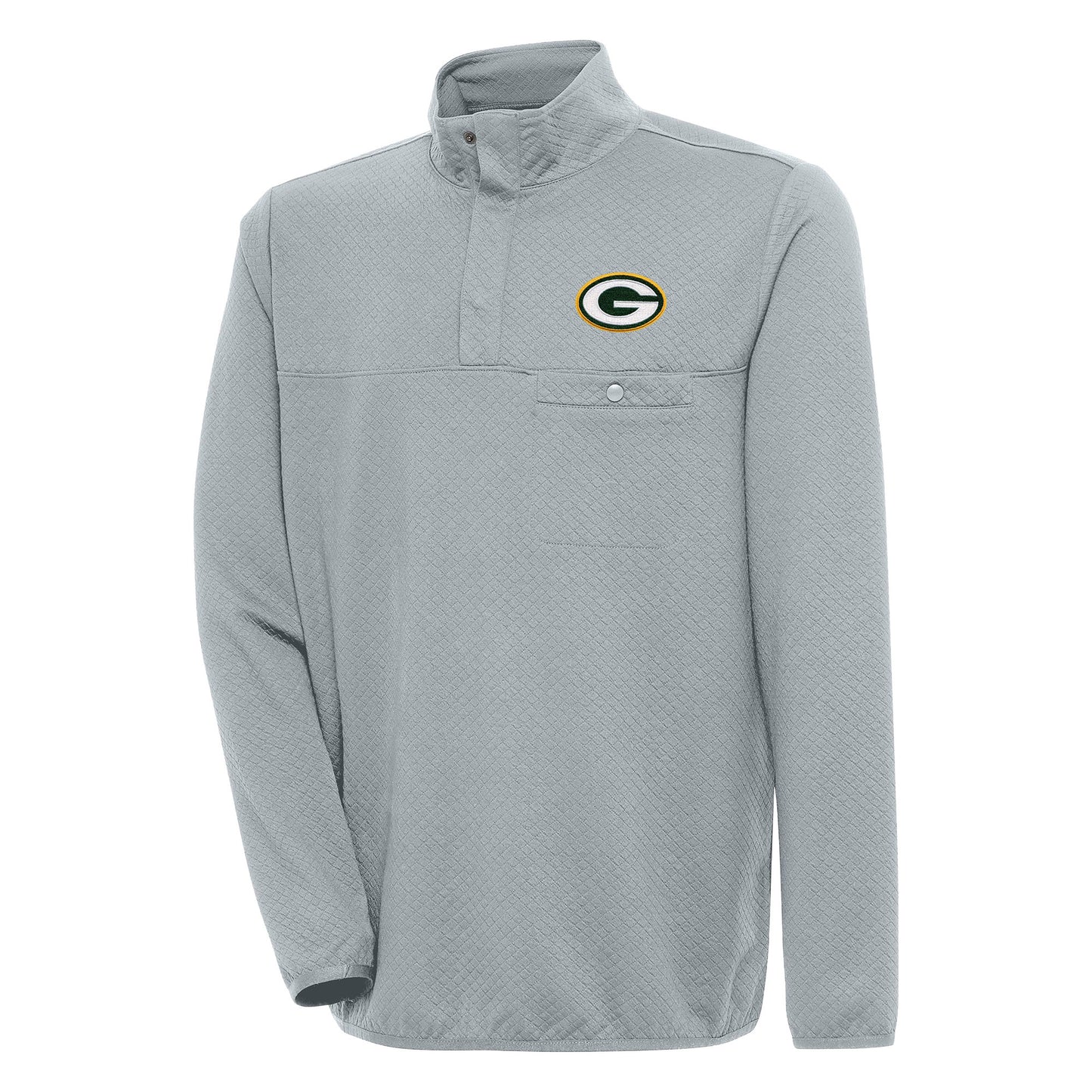 Men's Antigua  Gray Green Bay Packers Streamer Quarter-Snap Pullover Jacket