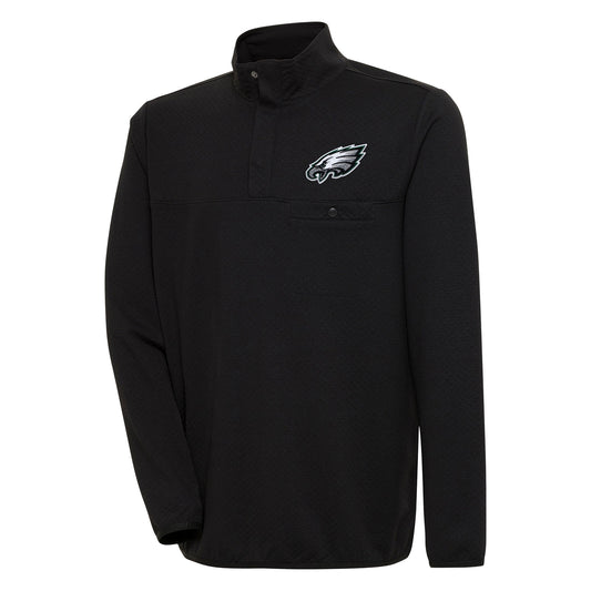 Men's Antigua  Black Philadelphia Eagles Streamer Quarter-Snap Pullover Jacket