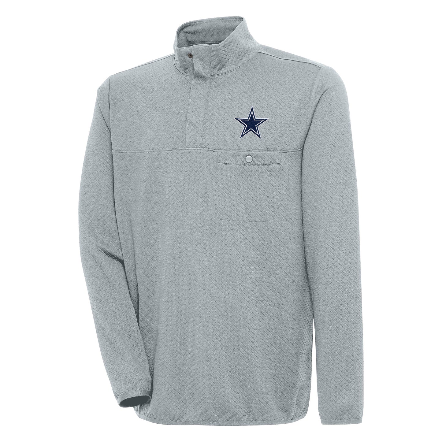 Men's Antigua  Gray Dallas Cowboys Streamer Quarter-Snap Pullover Jacket