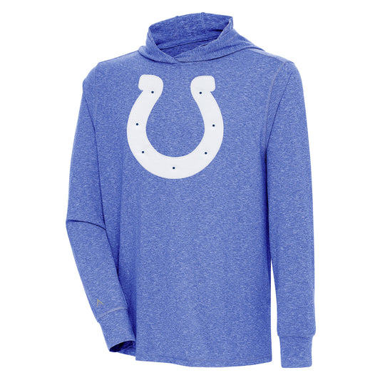 Men's Antigua  Heather Royal Indianapolis Colts Saga Long Sleeve Hoodie T-Shirt