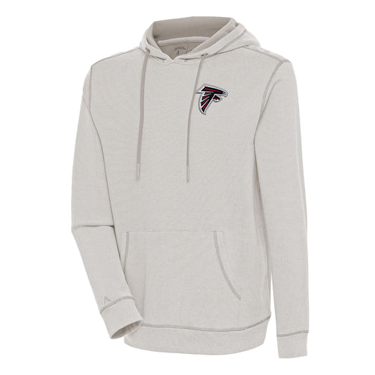 Men's Antigua  Oatmeal/White Atlanta Falcons Axe Bunker Tri-Blend Pullover Hoodie