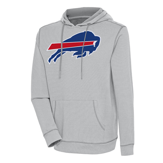 Men's Antigua  Gray/White Buffalo Bills Axe Bunker Tri-Blend Pullover Hoodie