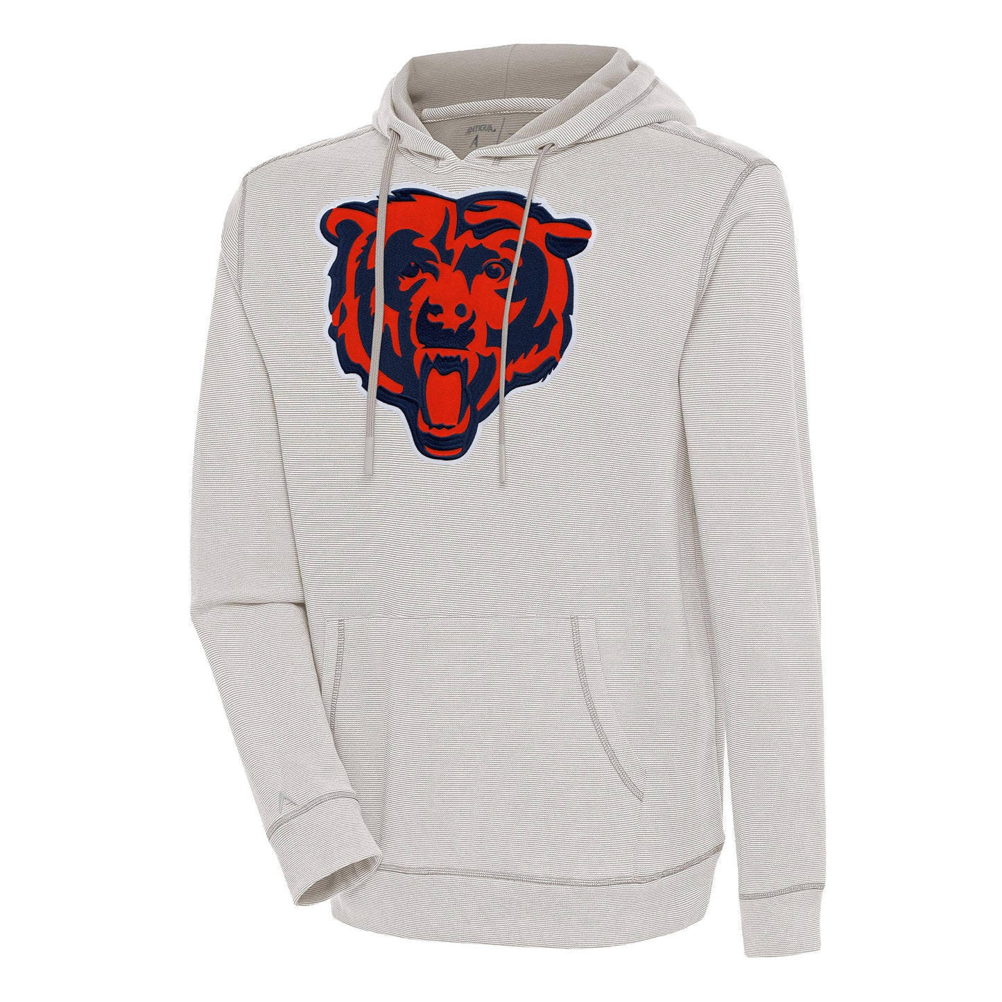 Men's Antigua  Oatmeal/White Chicago Bears Axe Bunker Tri-Blend Pullover Hoodie