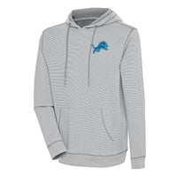 Men's Antigua  Gray/White Detroit Lions Axe Bunker Tri-Blend Pullover Hoodie