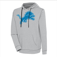 Men's Antigua  Gray/White Detroit Lions Axe Bunker Tri-Blend Pullover Hoodie