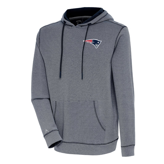 Men's Antigua  Navy/White New England Patriots Axe Bunker Tri-Blend Pullover Hoodie