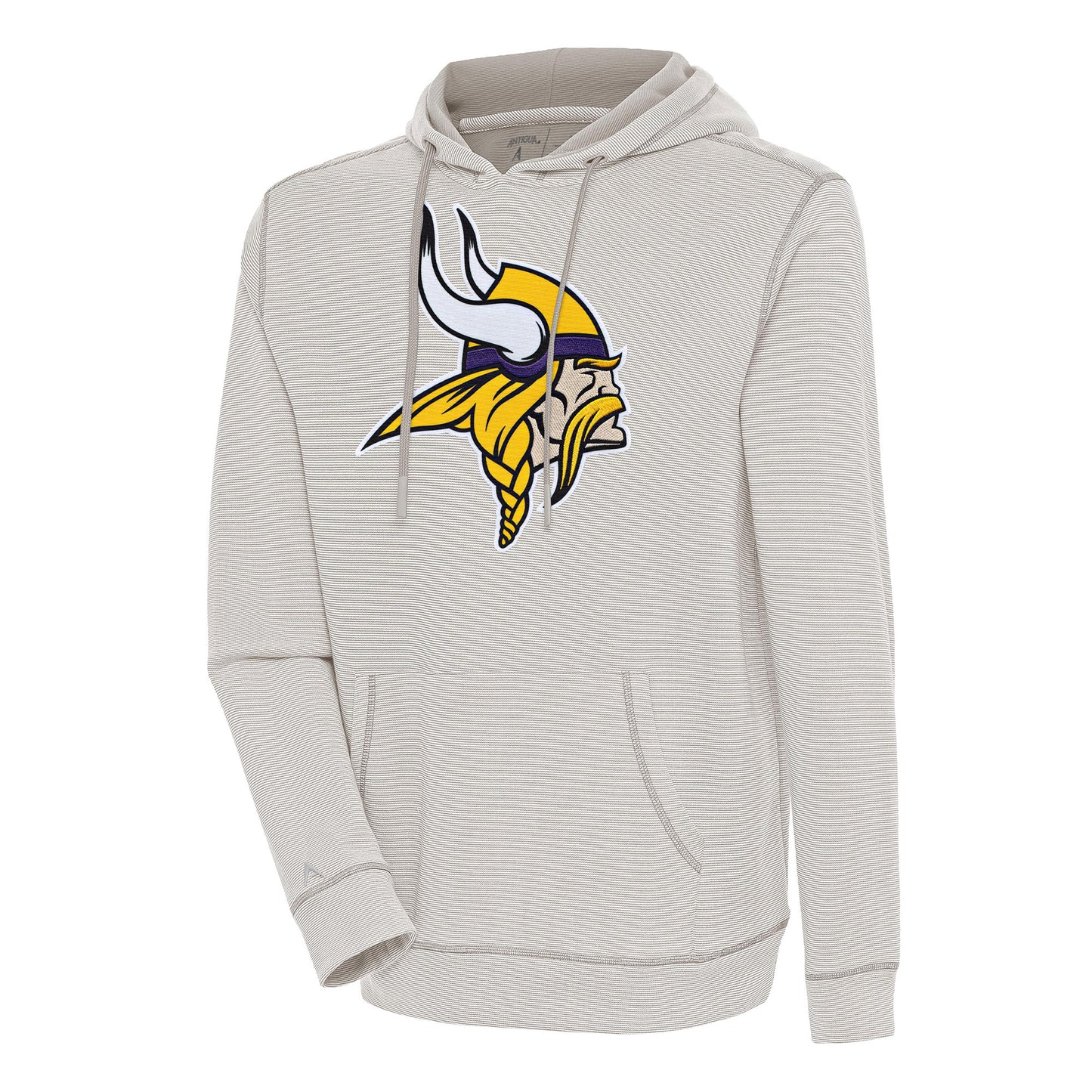 Men's Antigua  Oatmeal/White Minnesota Vikings Axe Bunker Tri-Blend Pullover Hoodie