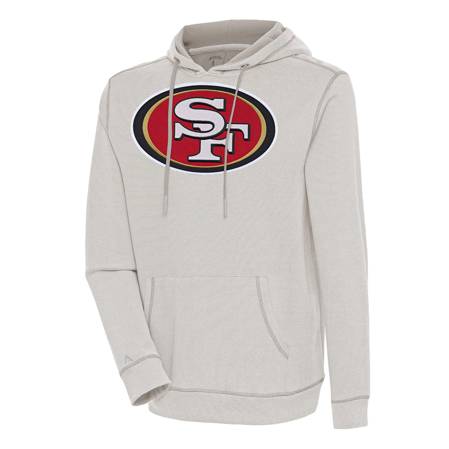 Men's Antigua  Oatmeal/White San Francisco 49ers Axe Bunker Tri-Blend Pullover Hoodie