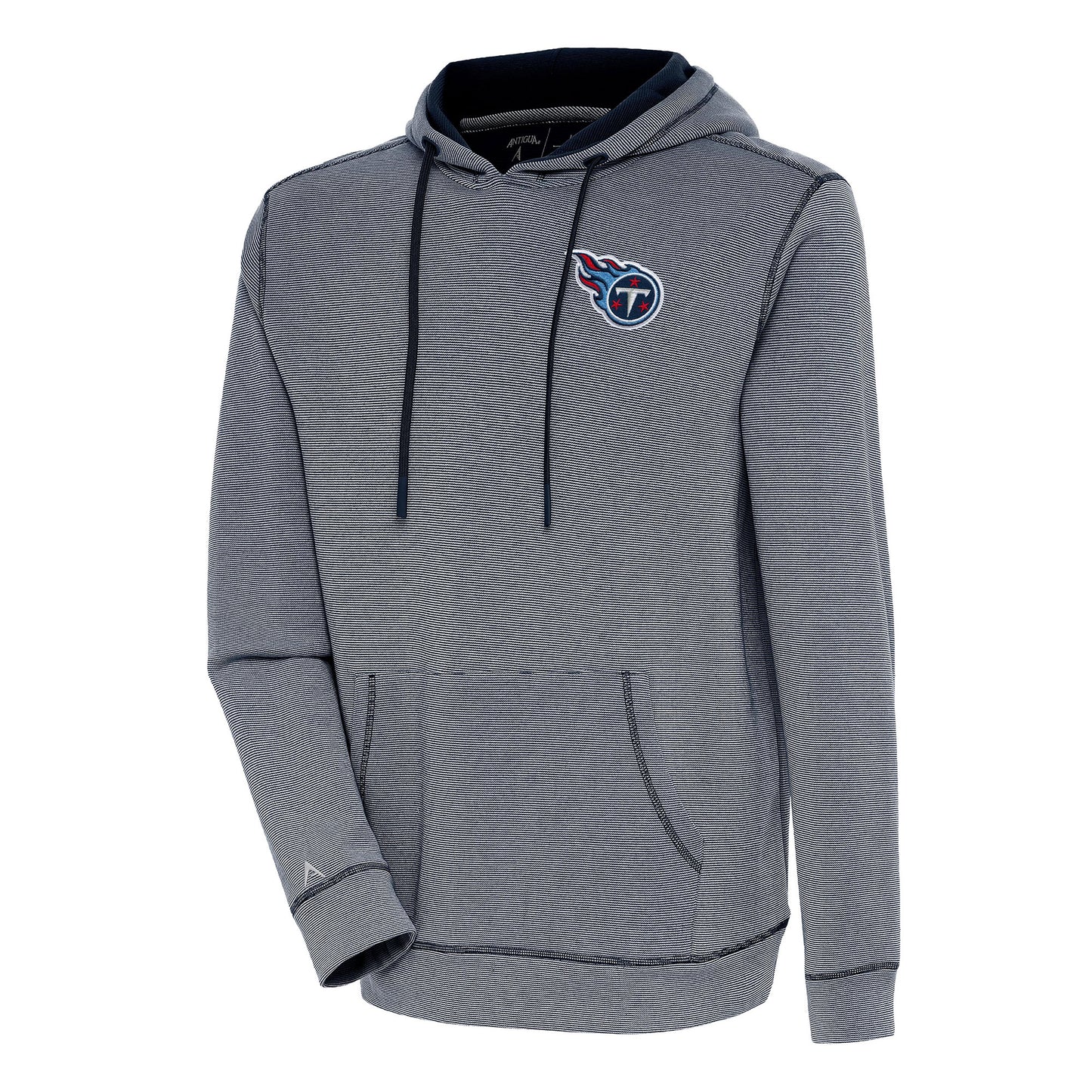 Men's Antigua  Navy/White Tennessee Titans Axe Bunker Tri-Blend Pullover Hoodie