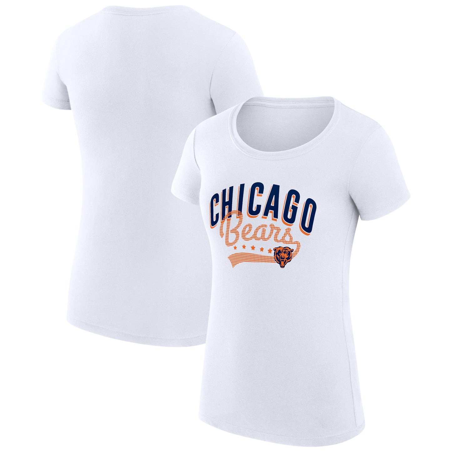 Women's G-III 4Her by Carl Banks White Chicago Bears Filigree Logo Fitted T-Shirt