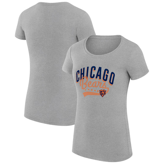 Women's G-III 4Her by Carl Banks Heather Gray Chicago Bears Filigree Logo Fitted T-Shirt