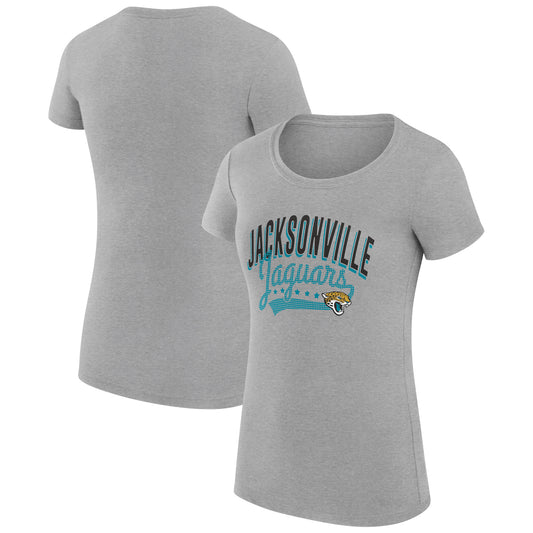 Women's G-III 4Her by Carl Banks Heather Gray Jacksonville Jaguars Filigree Logo Fitted T-Shirt