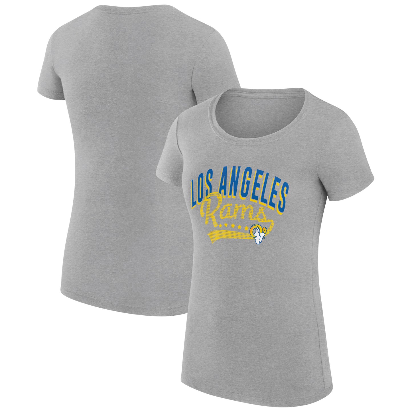 Women's G-III 4Her by Carl Banks Heather Gray Los Angeles Rams Filigree Logo Fitted T-Shirt