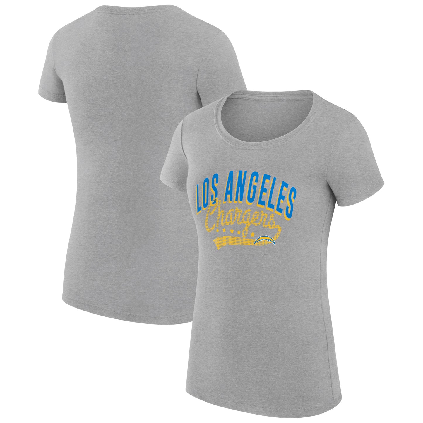 Women's G-III 4Her by Carl Banks Heather Gray Los Angeles Chargers Filigree Logo Fitted T-Shirt