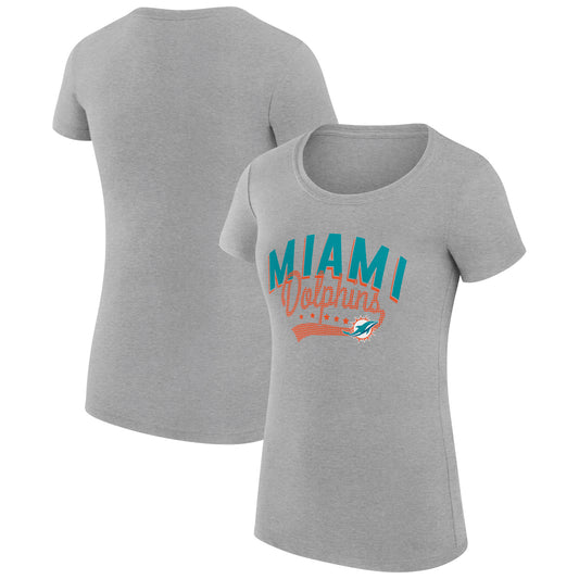 Women's G-III 4Her by Carl Banks Heather Gray Miami Dolphins Filigree Logo Fitted T-Shirt