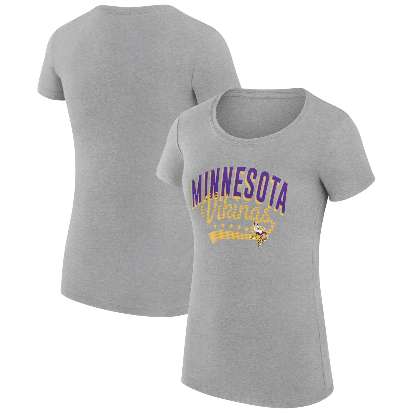 Women's G-III 4Her by Carl Banks Heather Gray Minnesota Vikings Filigree Logo Fitted T-Shirt