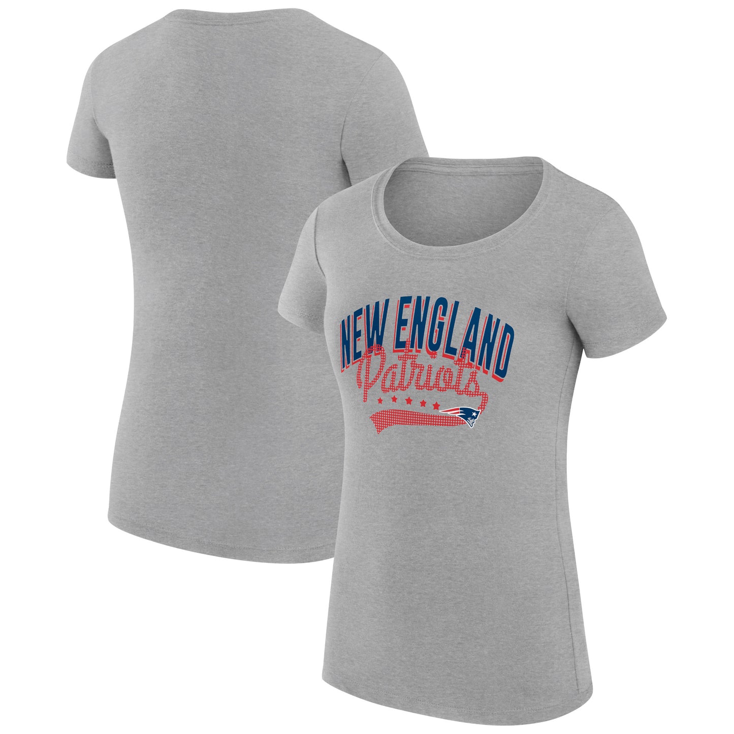 Women's G-III 4Her by Carl Banks Heather Gray New England Patriots Filigree Logo Fitted T-Shirt