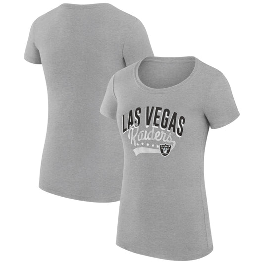 Women's G-III 4Her by Carl Banks Heather Gray Las Vegas Raiders Filigree Logo Fitted T-Shirt