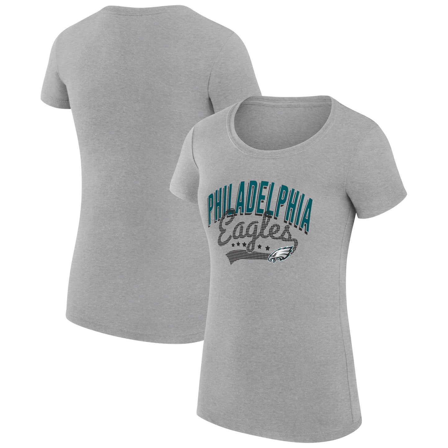 Women's G-III 4Her by Carl Banks Heather Gray Philadelphia Eagles Filigree Logo Fitted T-Shirt